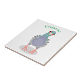 Funny neugierig Taube Cartoon Illustration Fliese (Seite)