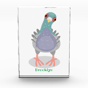 Funny neugierig Taube Cartoon Illustration Fotoblock