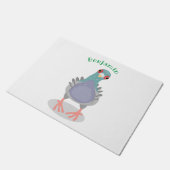 Funny neugierig Taube Cartoon Illustration Fußmatte (Schrägansicht)