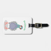 Funny neugierig Taube Cartoon Illustration Gepäckanhänger (Vorderseite horizontal)