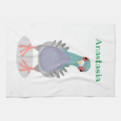 Funny neugierig Taube Cartoon Illustration Geschirrtuch (Horizontal)