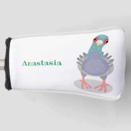 Funny neugierig Taube Cartoon Illustration Golf Headcover (Vorderseite)