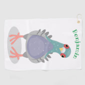 Funny neugierig Taube Cartoon Illustration Golfhandtuch (Horizontal)