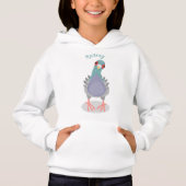Funny neugierig Taube Cartoon Illustration Hoodie (Vorderseite)