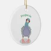 Funny neugierig Taube Cartoon Illustration Keramik Ornament (Rechts)