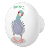 Funny neugierig Taube Cartoon Illustration Keramikknauf (Rechts)