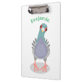 Funny neugierig Taube Cartoon Illustration Klemmbrett (Links)