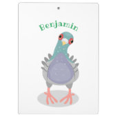 Funny neugierig Taube Cartoon Illustration Klemmbrett (Rückseite)