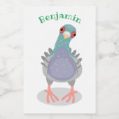 Funny neugierig Taube Cartoon Illustration Lebensmitteletikett (Einzelnes Label)