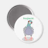 Funny neugierig Taube Cartoon Illustration Magnet (Vorderseite/Rückseite)