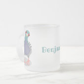 Funny neugierig Taube Cartoon Illustration Mattglastasse (Vorderseite Links)