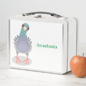 Funny neugierig Taube Cartoon Illustration Metall Brotdose (Beispiel)