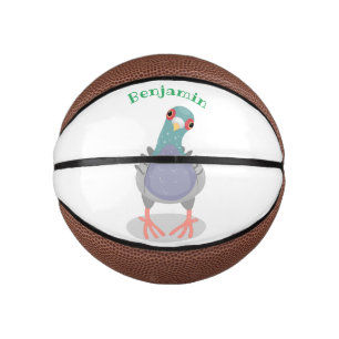Funny neugierig Taube Cartoon Illustration Mini Basketball