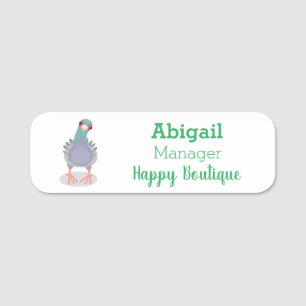 Funny neugierig Taube Cartoon Illustration Namensschild