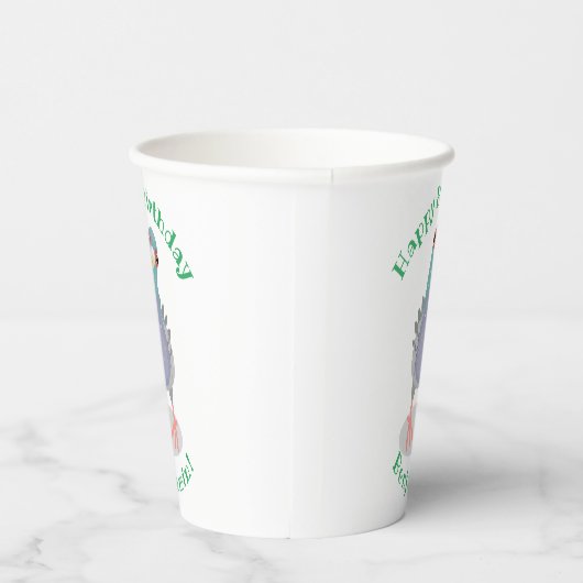 Funny neugierig Taube Cartoon Illustration Pappbecher (Rechts)