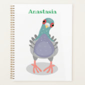 Funny neugierig Taube Cartoon Illustration Planer (Vorderseite)