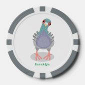 Funny neugierig Taube Cartoon Illustration Pokerchips (Vorderseite)