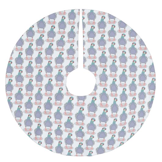 Funny neugierig Taube Cartoon Illustration Polyester Weihnachtsbaumdecke (Vorderseite)