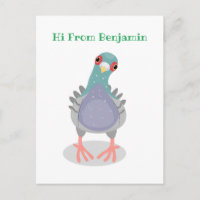 Funny neugierig Taube Cartoon Illustration