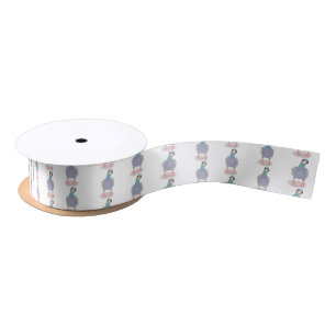 Funny neugierig Taube Cartoon Illustration Satinband