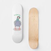 Funny neugierig Taube Cartoon Illustration Skateboard (Vorderseite)