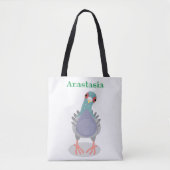 Funny neugierig Taube Cartoon Illustration Tasche (Vorderseite)