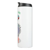 Funny neugierig Taube Cartoon Illustration Thermosbecher (Nach rechts gedreht)