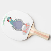 Funny neugierig Taube Cartoon Illustration Tischtennis Schläger (Seitenansicht)