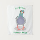 Funny neugierig Taube Cartoon Illustration Wandteppich (Vorderseite)