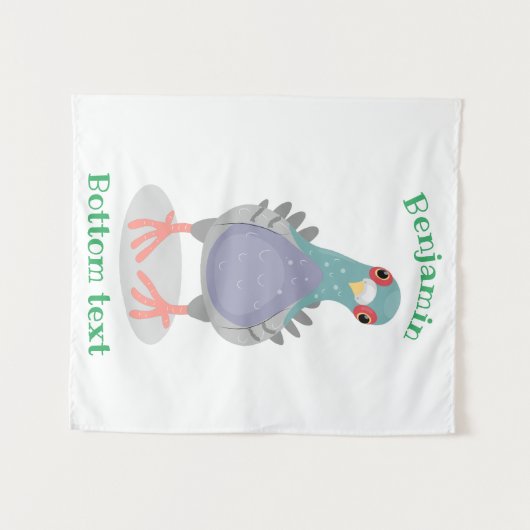 Funny neugierig Taube Cartoon Illustration Wandteppich (Vorderseite (Horizontal))