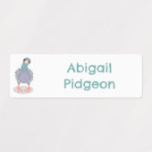 Funny neugierig Taube Cartoon personalisiert Etiketten (Design 1)