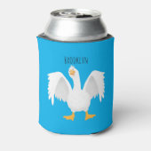 Funny neugieriger Hausgans Cartoon personalisiert Dosenkühler (Kanne Rückseite)
