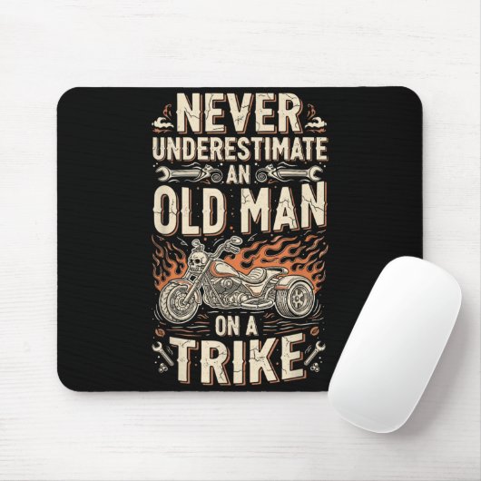 Funny Never Underestimate An Old Man On A Trike Gr Mousepad (Mit Mouse)