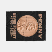 Funny Never Vergiss Penny Coin 1 Cent Retro 2025 _ Fleecedecke (Vorderseite (Horizontal))