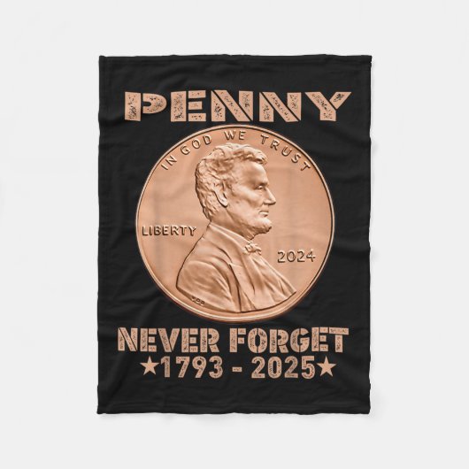 Funny Never Vergiss Penny Coin 1 Cent Retro 2025 _ Fleecedecke (Vorderseite)