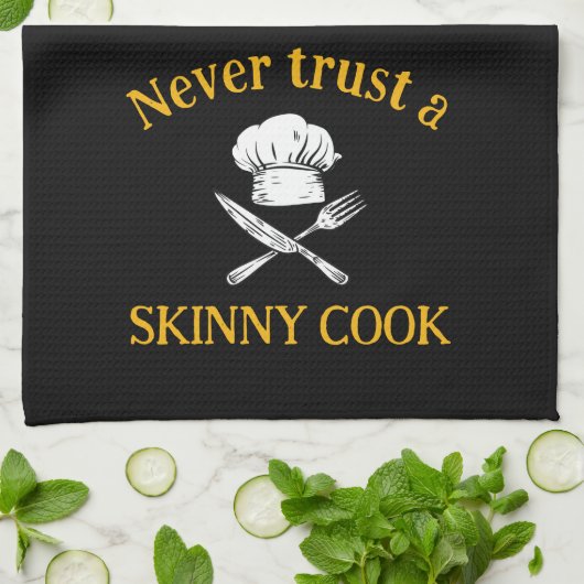 Funny Never Vertraue Haut Cook Gelb Schwarz Karier Geschirrtuch (Gefaltet)