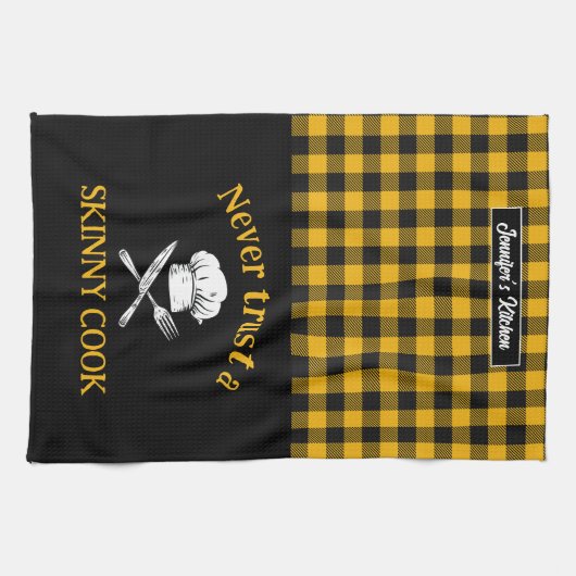 Funny Never Vertraue Haut Cook Gelb Schwarz Karier Geschirrtuch (Horizontal)