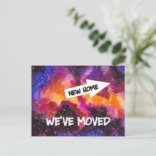 Funny New Address in Cosmic Outer Space Moving Ankündigungspostkarte (Stehend Vorderseite)
