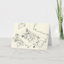 Funny New Baby Parter Mess Line Zeichnend von oben Karte