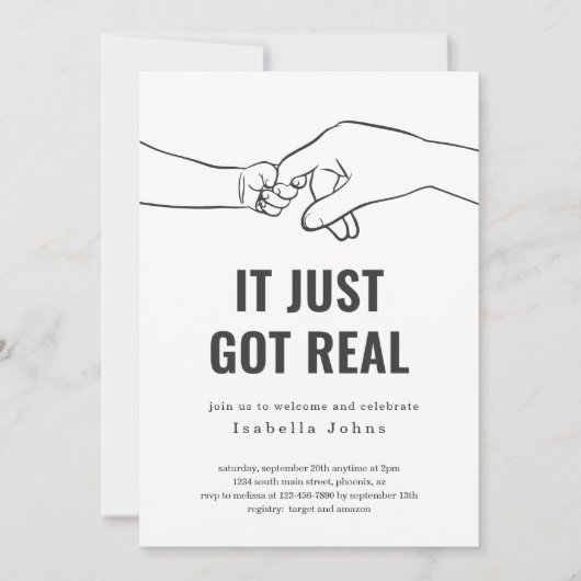 Funny New Baby Welcome Party, Sip and See Einladung (Vorderseite)