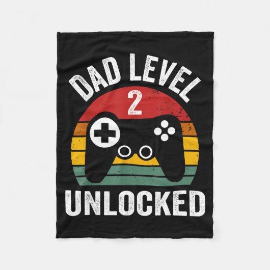 Funny New Dad Shirt Dad Level 2 Unlocked For 2 Kid Fleecedecke (Vorderseite)