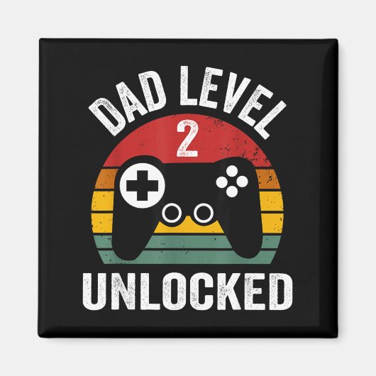 Funny New Dad Shirt Dad Level 2 Unlocked For 2 Kid Magnet (Vorne)