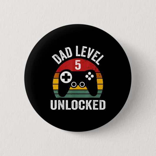 Funny New Dad Shirt Dad Level 5 Unlocked For 5 Kid Button (Vorderseite)