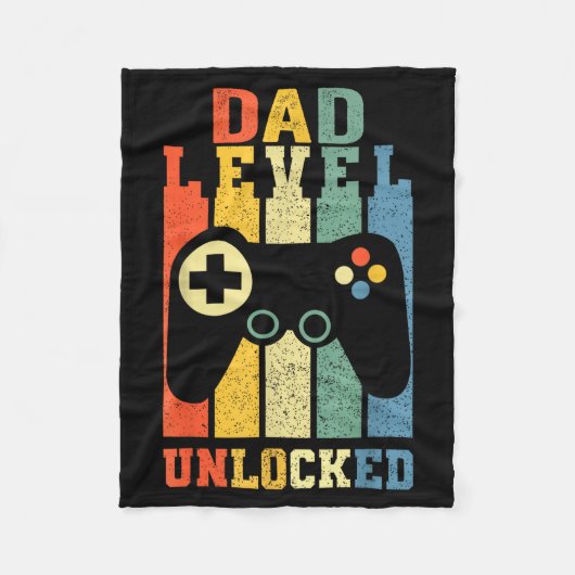 Funny New Dad Shirt Dad Level Unlocked Day Tee Shi Fleecedecke (Vorderseite)