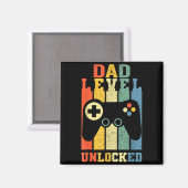 Funny New Dad Shirt Dad Level Unlocked Day Tee Shi Magnet (Vorderseite/Rückseite)