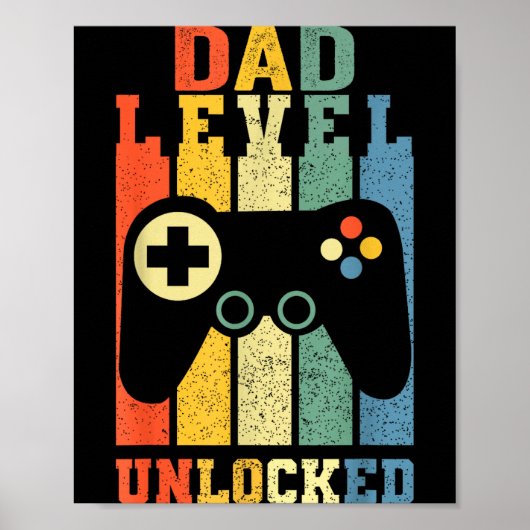 Funny New Dad Shirt Dad Level Unlocked Day Tee Shi Poster (Vorne)