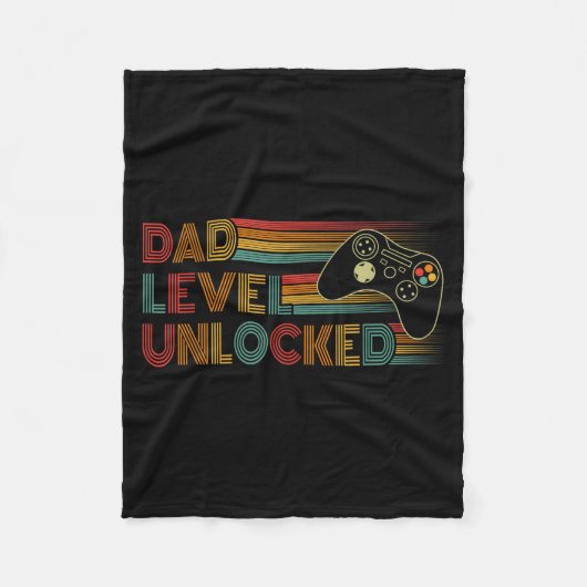 Funny New Dad Shirt Dad Level Unlocked Gaming Game Fleecedecke (Vorderseite)