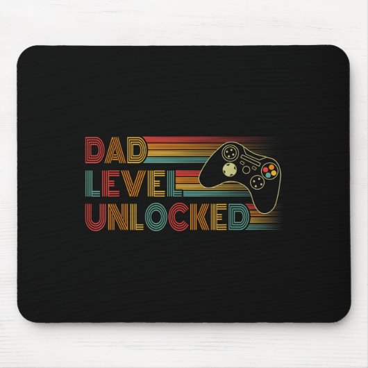 Funny New Dad Shirt Dad Level Unlocked Gaming Game Mousepad (Vorne)
