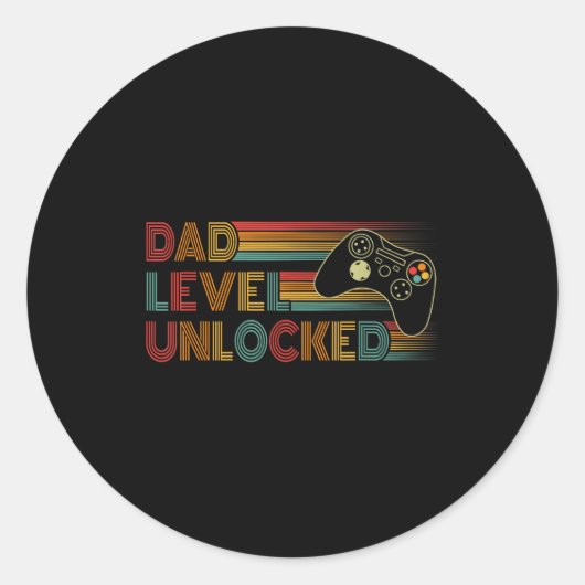 Funny New Dad Shirt Dad Level Unlocked Gaming Game Runder Aufkleber (Vorderseite)
