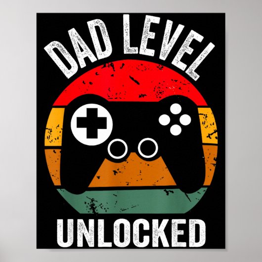 Funny New Dad Shirt Dad Level Unlocked Tee Shirt G Poster (Vorne)